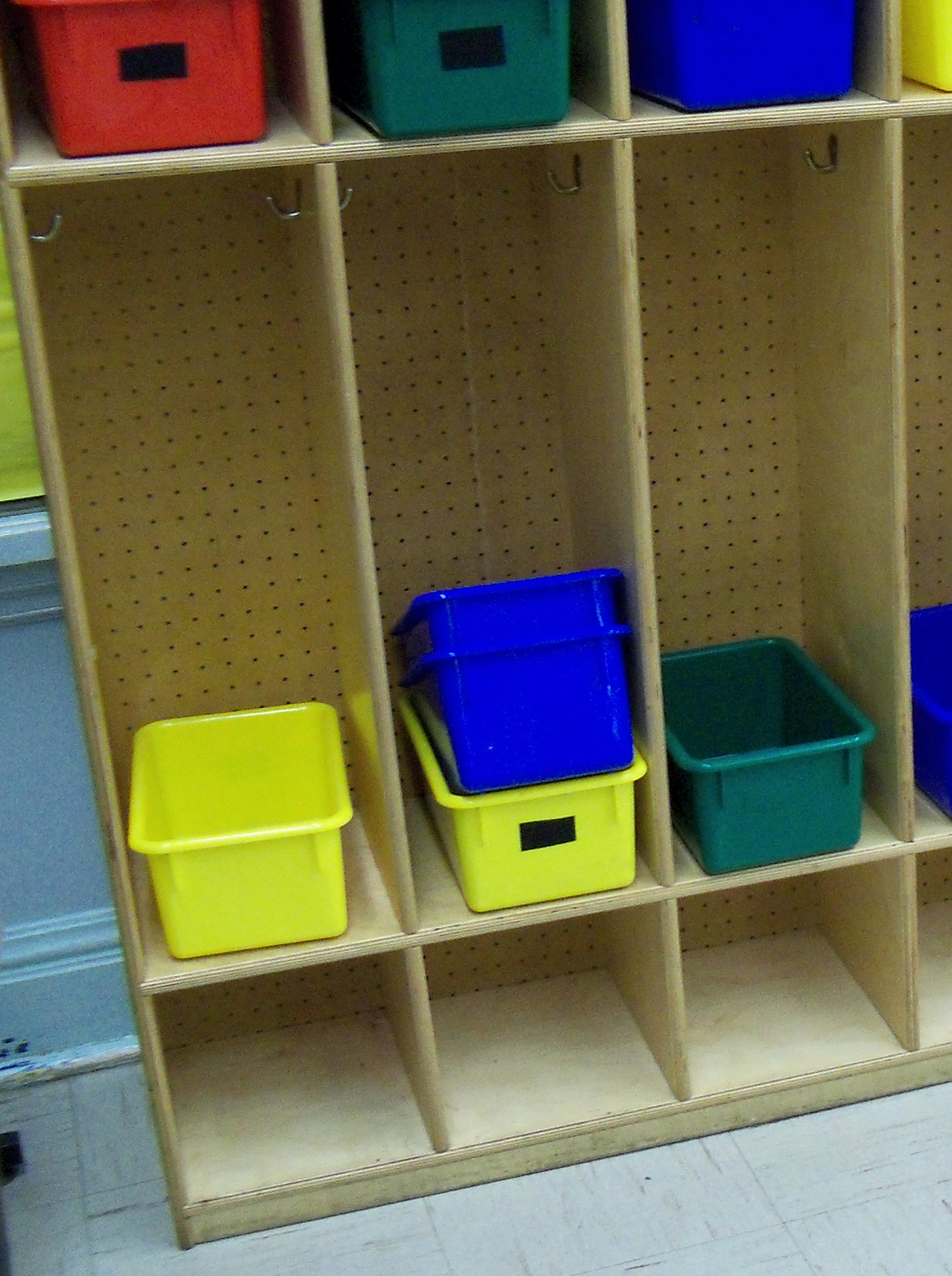 boxes in cubbies